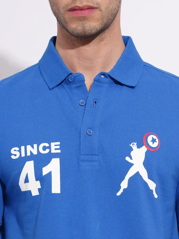 Being Human Men's Blue Captain America Polo T-shirt