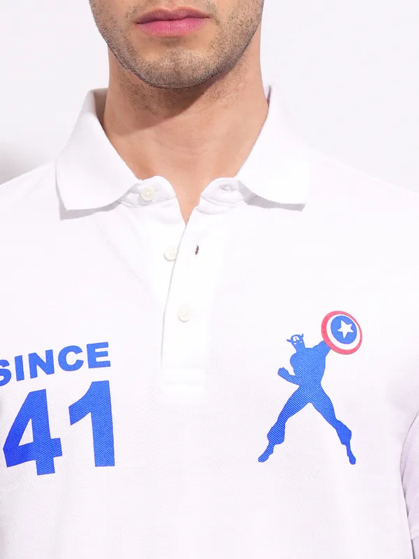 Being Human Men's White Captain America Polo T-shirt
