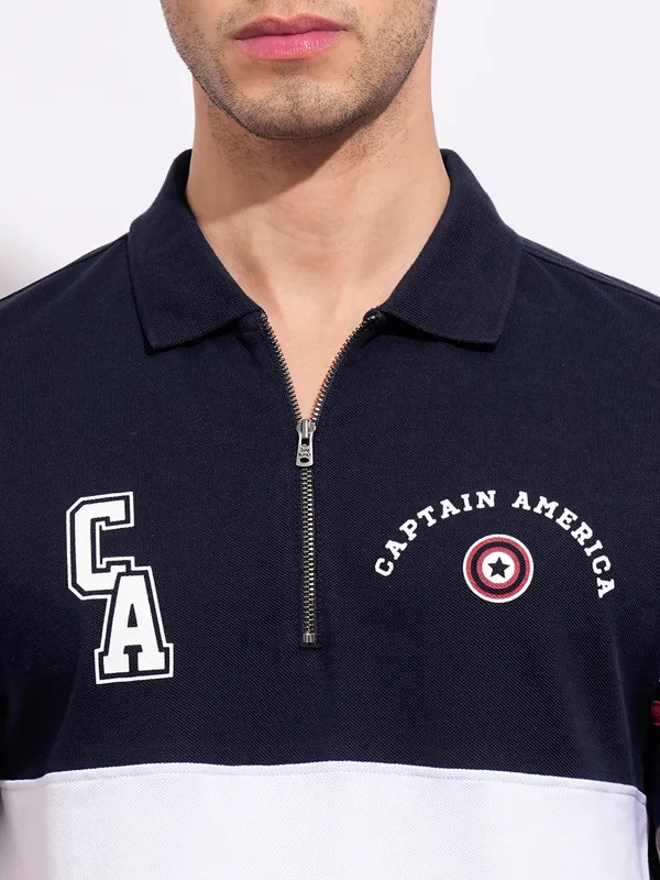 Being Human Clothing Men's Blue Captain America Polo T-shirt