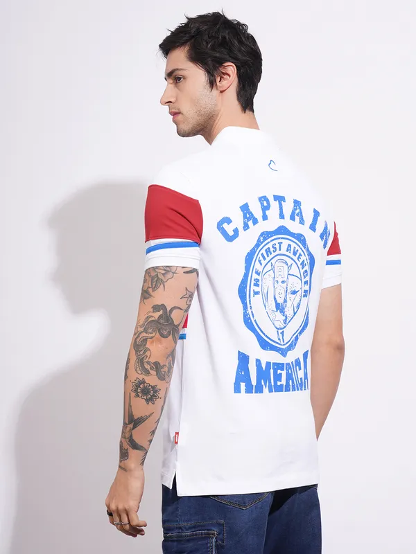Being Human Clothing Men's White Captain America Polo T-shirt