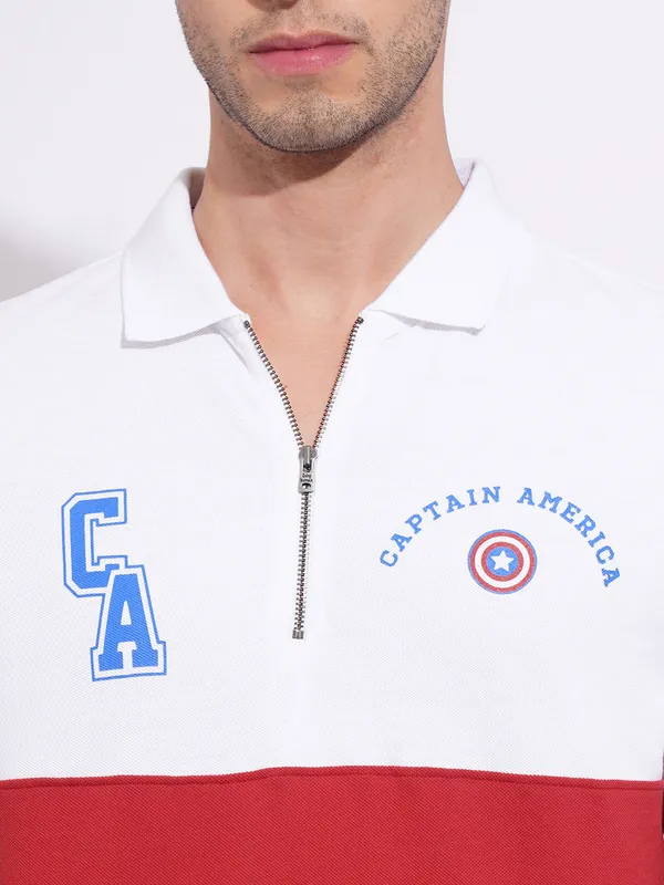 Being Human Clothing Men's White Captain America Polo T-shirt