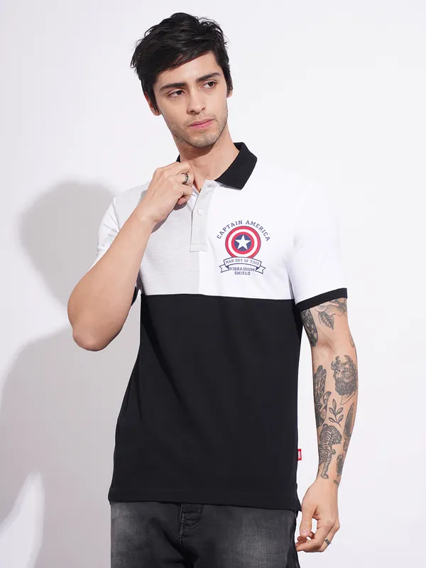 Being Human Men's White Captain America Polo T-shirt