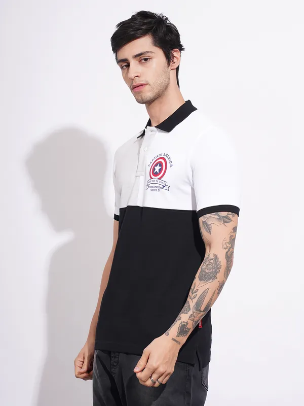 Being Human Men's White Captain America Polo T-shirt