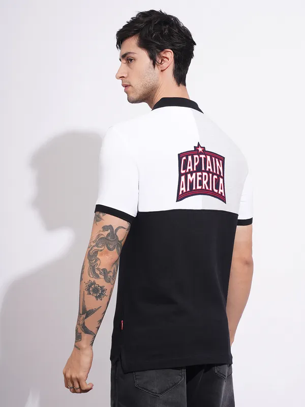 Being Human Men's White Captain America Polo T-shirt