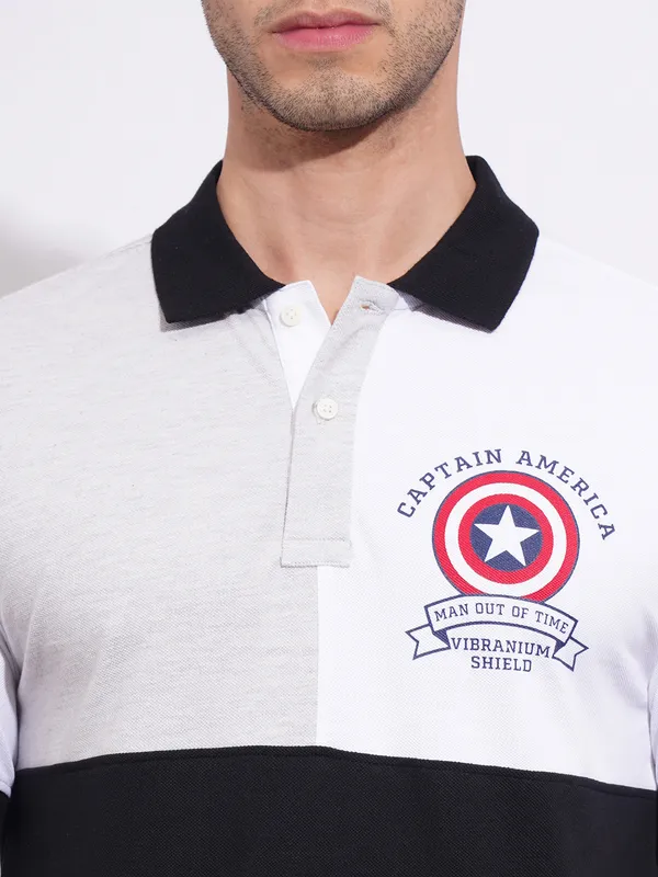 Being Human Men's White Captain America Polo T-shirt