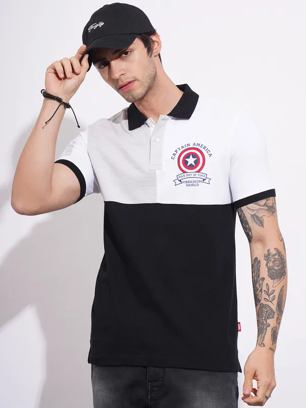 Being Human Men's White Captain America Polo T-shirt