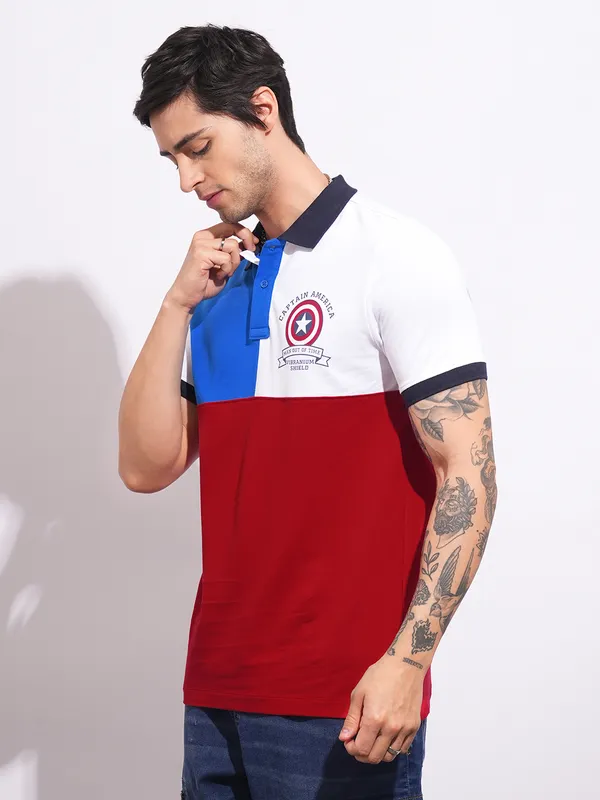 Being Human Mens-Top Polo Neck White & Blue