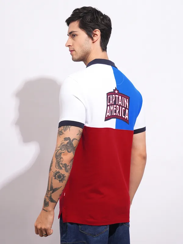 Being Human Mens-Top Polo Neck White & Blue