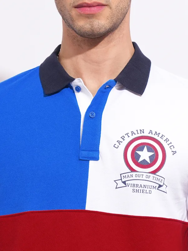 Being Human Mens-Top Polo Neck White & Blue