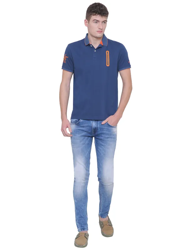 Being Human Clothing Men Regular Fit Crew Neck T-Shirts-Denim Blue