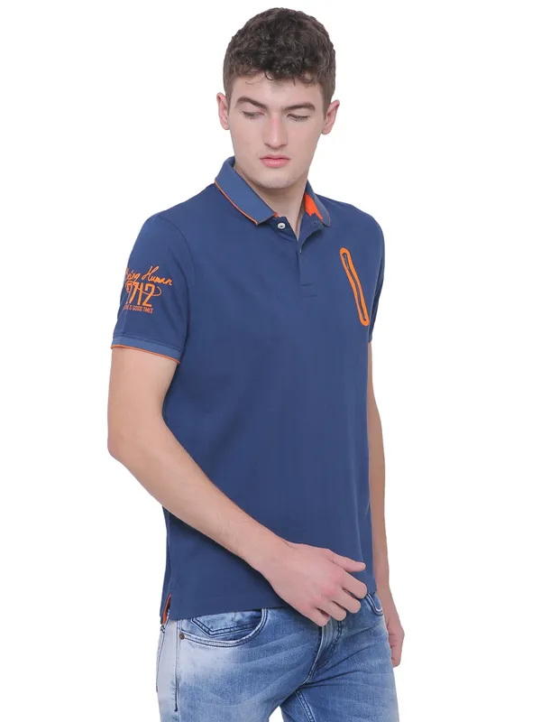 Being Human Clothing Men Regular Fit Crew Neck T-Shirts-Denim Blue