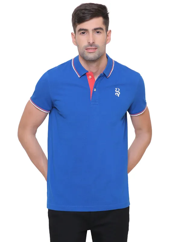 Being Human Clothing Men Regular Fit Polo Neck T-Shirts-Royal Blue
