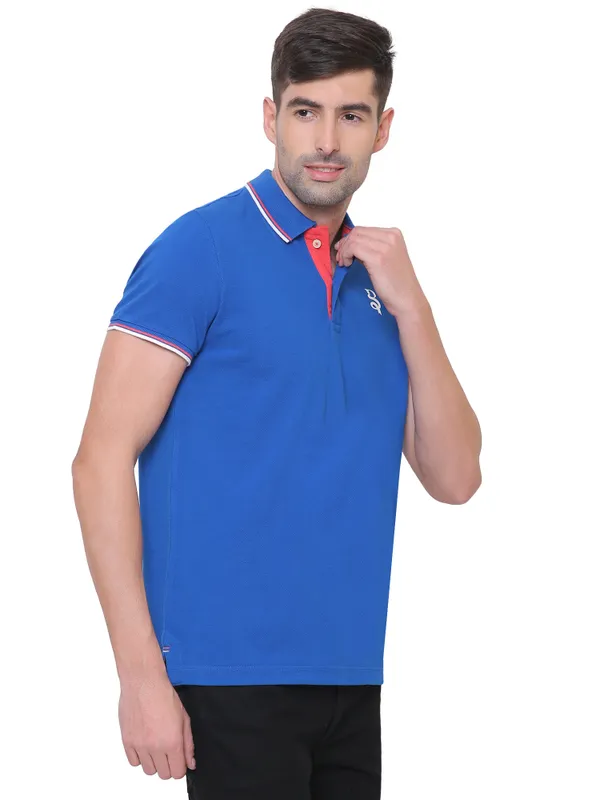 Being Human Clothing Men Regular Fit Polo Neck T-Shirts-Royal Blue