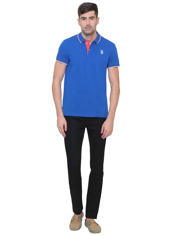 Being Human Clothing Men Regular Fit Polo Neck T-Shirts-Royal Blue