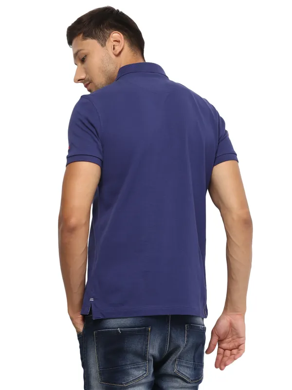 Being Human Clothing Men Regular Fit Polo Neck T-Shirts-Ink Blue