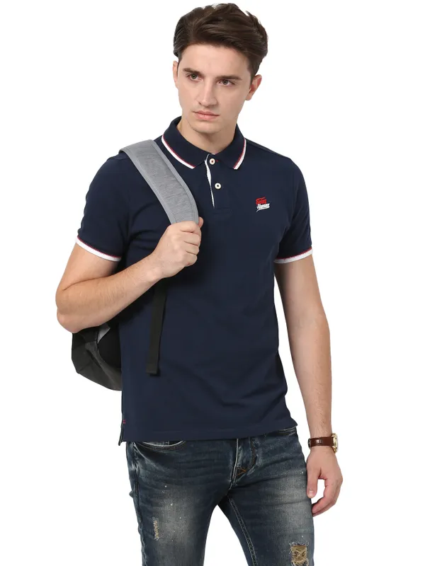 Being Human Regular Fit Men Polo Neck T-Shirts-Dk.Navy