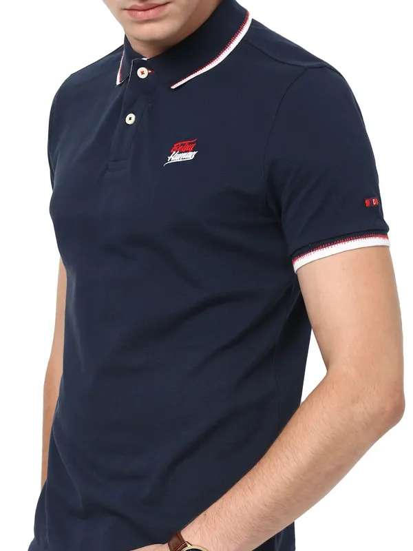 Being Human Regular Fit Men Polo Neck T-Shirts-Dk.Navy