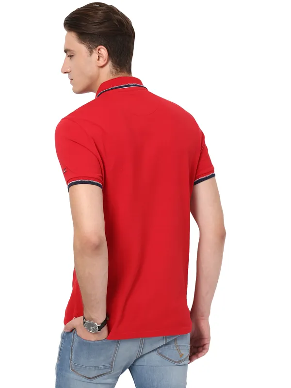 Being Human Regular Fit Men Polo Neck T-Shirts-Tango Red