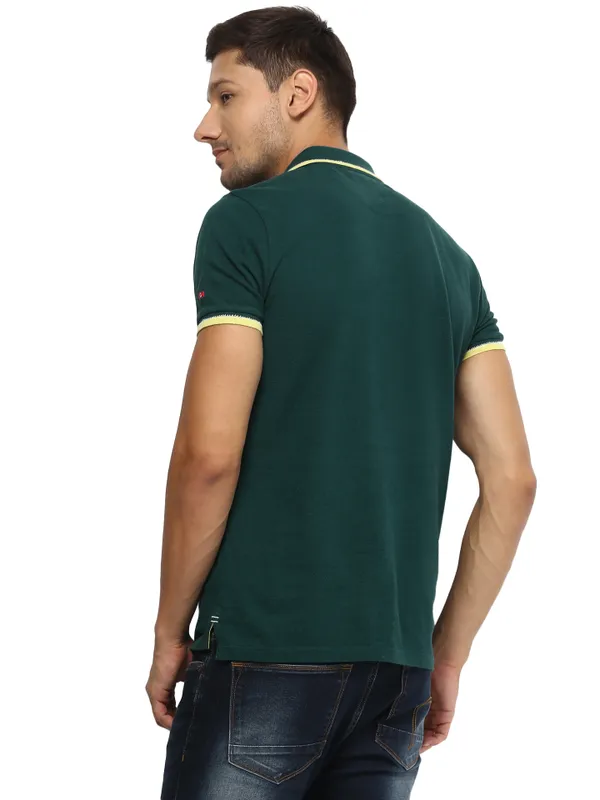 Being Human Regular Fit Men Polo Neck T-Shirts-Tropic Green