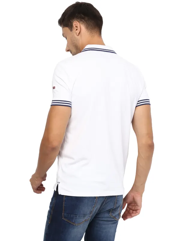 Being Human Regular Fit Men Polo Neck T-Shirts-White