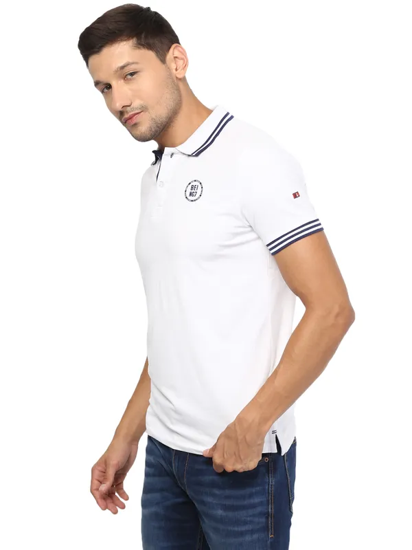 Being Human Regular Fit Men Polo Neck T-Shirts-White