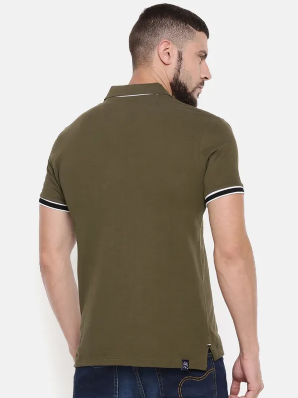 Being Human Regular Fit Men Polo Neck T-Shirts-Army