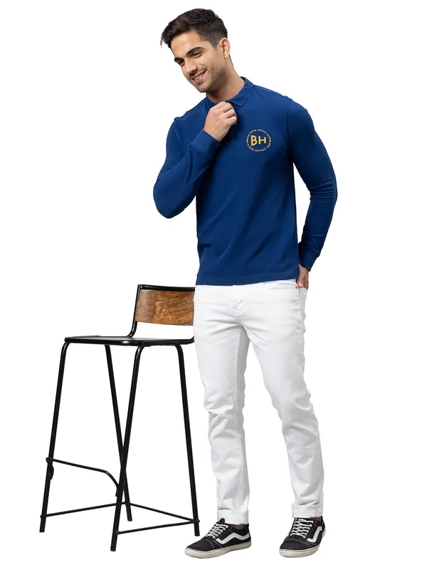 Being Human Clothing Men Regular Fit Polo Neck T-Shirts-Navy