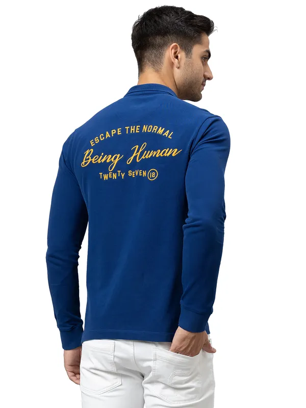 Being Human Clothing Men Regular Fit Polo Neck T-Shirts-Navy