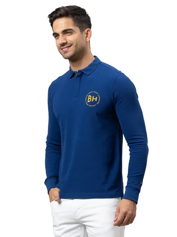 Being Human Clothing Men Regular Fit Polo Neck T-Shirts-Navy