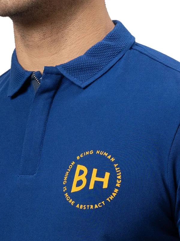 Being Human Clothing Men Regular Fit Polo Neck T-Shirts-Navy