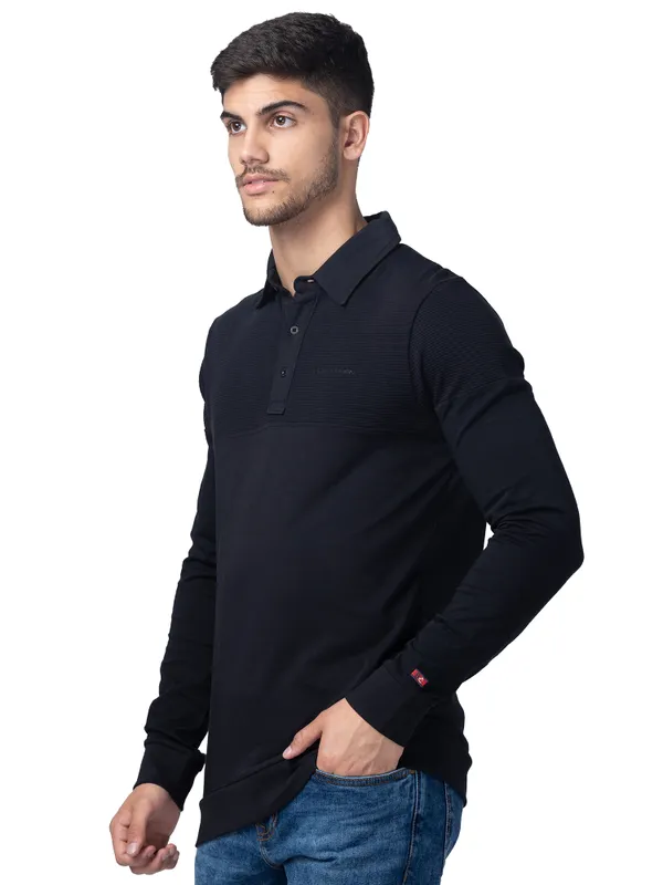 Being Human Regular Fit Men Polo Neck T-Shirts-Black