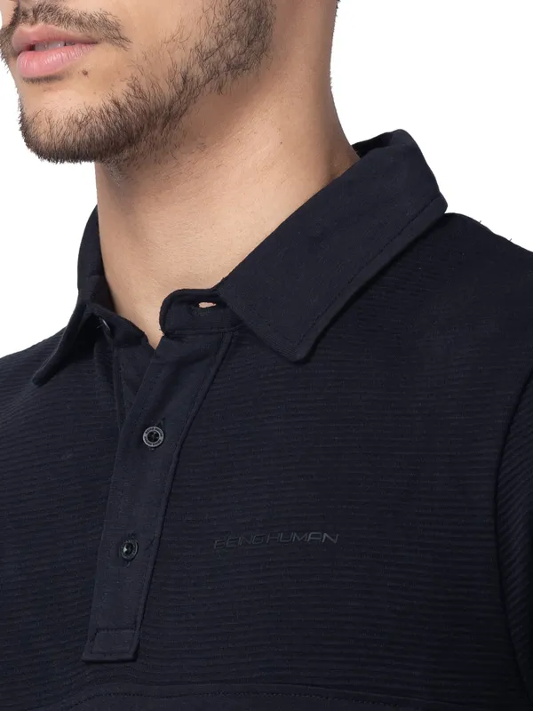 Being Human Regular Fit Men Polo Neck T-Shirts-Black