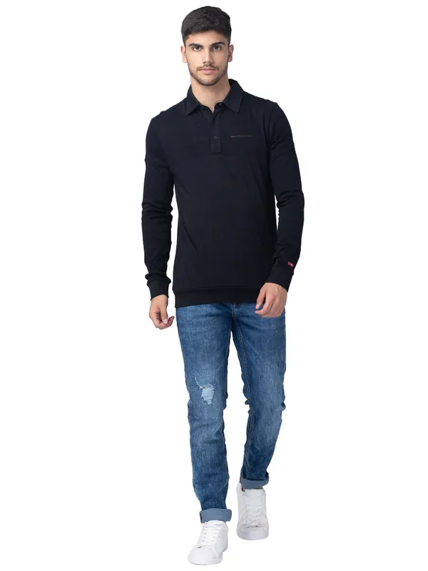 Being Human Regular Fit Men Polo Neck T-Shirts-Black