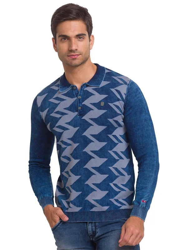 Being Human Clothing Men Regular Fit Polo Neck T-Shirts-Indigo