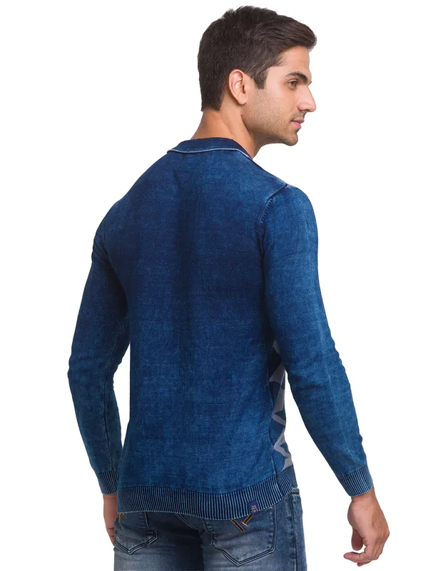 Being Human Clothing Men Regular Fit Polo Neck T-Shirts-Indigo