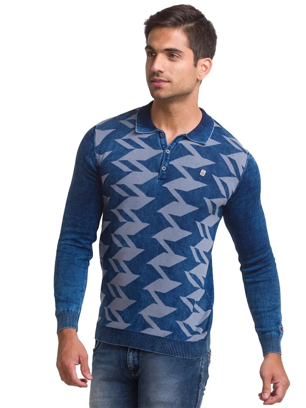 Being Human Clothing Men Regular Fit Polo Neck T-Shirts-Indigo