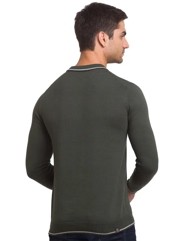 Being Human Regular Fit Men Polo Neck T-Shirts-Army Green
