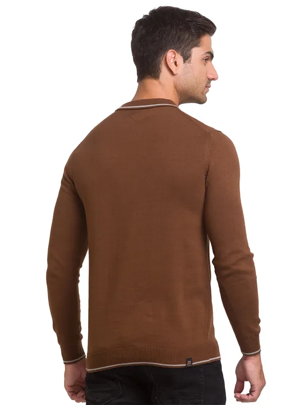 Being Human Regular Fit Men Polo Neck T-Shirts-Brown