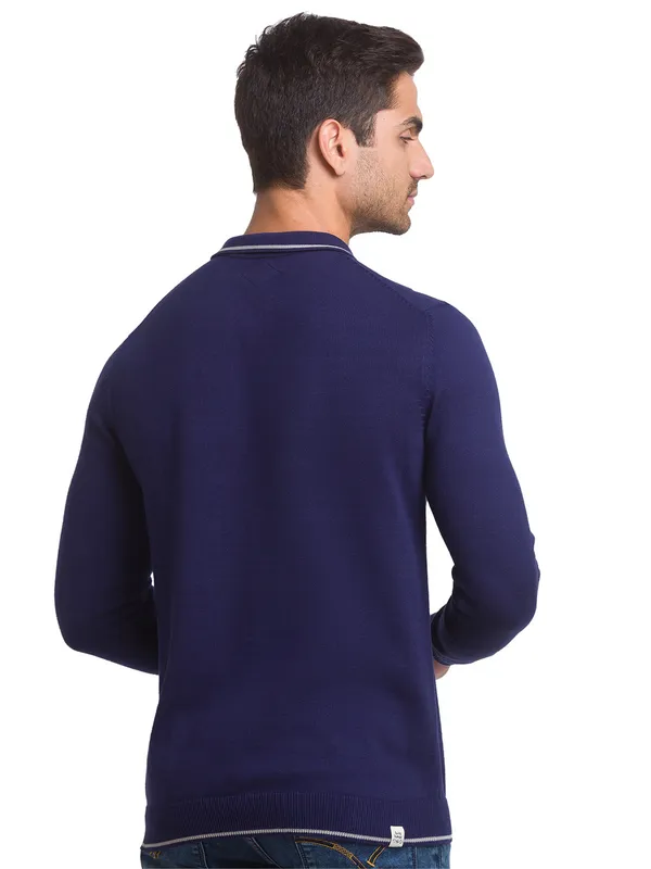 Being Human Clothing Men Regular Fit Polo Neck T-Shirts-Navy