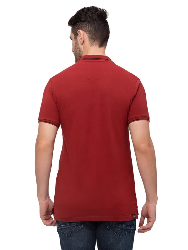 Being Human Regular Fit Men Polo Neck T-Shirts-Burgandy
