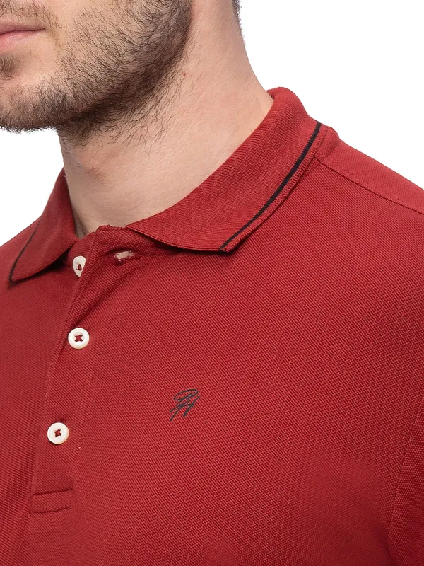 Being Human Regular Fit Men Polo Neck T-Shirts-Burgandy