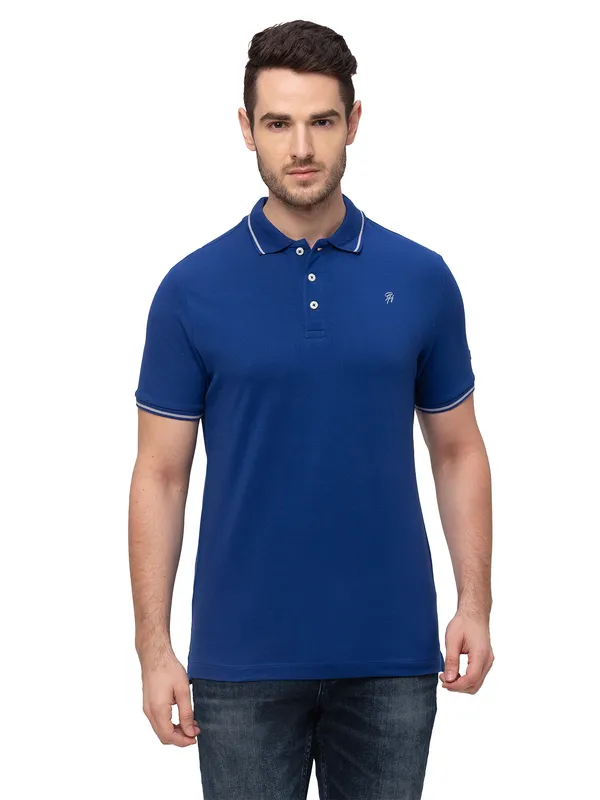 Being Human Clothing Men Regular Fit Polo Neck T-Shirts-Ink Blue