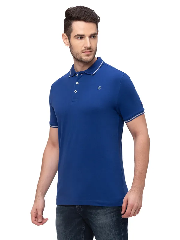 Being Human Clothing Men Regular Fit Polo Neck T-Shirts-Ink Blue