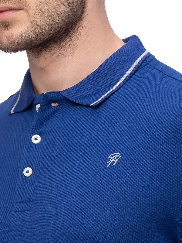 Being Human Clothing Men Regular Fit Polo Neck T-Shirts-Ink Blue