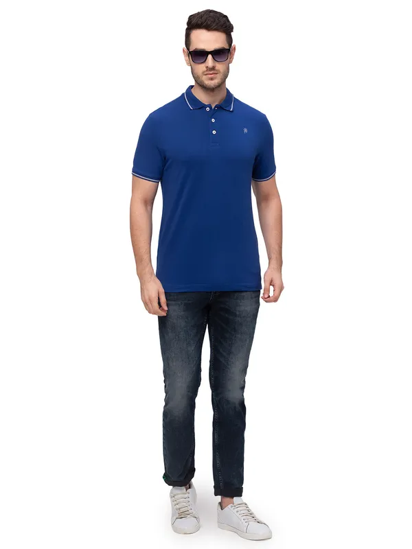 Being Human Clothing Men Regular Fit Polo Neck T-Shirts-Ink Blue
