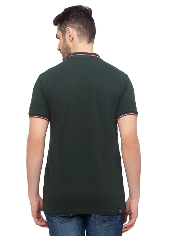 Being Human Clothing Men Regular Fit Polo Neck T-Shirts-Bottle Green