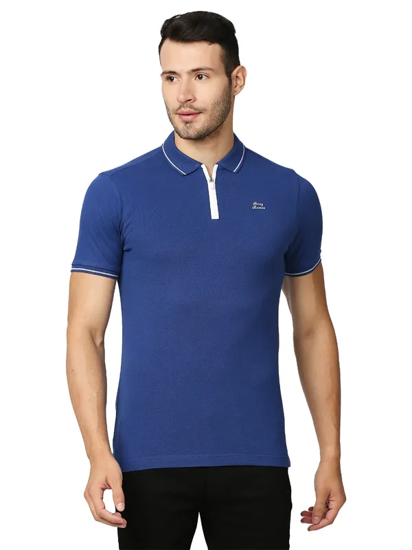 Being Human Clothing Men Regular Fit Collared T-Shirts-Ink Blue