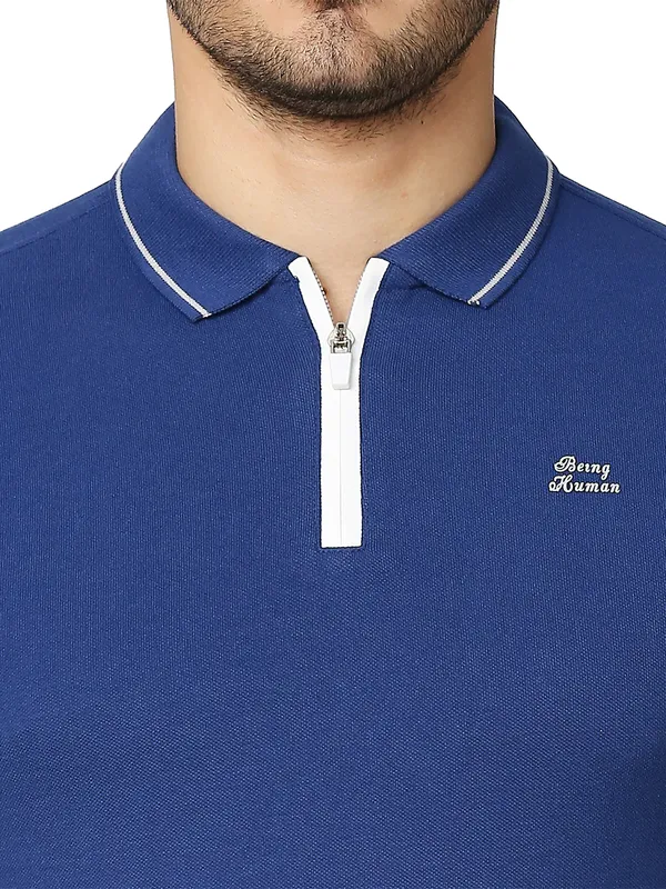 Being Human Clothing Men Regular Fit Collared T-Shirts-Ink Blue