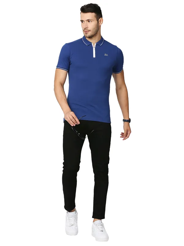 Being Human Clothing Men Regular Fit Collared T-Shirts-Ink Blue