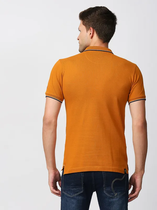 Being Human Regular Fit Men Collared T-Shirts-Rust